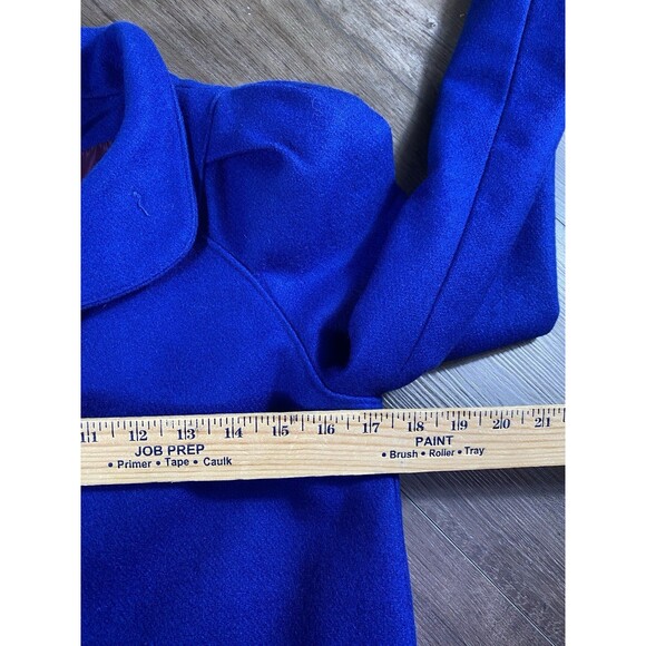 Vintage 80s Wool Blue Button Up Overcoat Mid Length Made In USA Women’s Xs - Picture 5 of 8